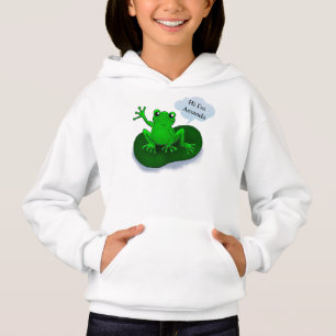 Froschillustrations-Cartoon auf einem Blatt Hoodie
