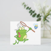 Froschjagd mit Netz Postkarte (Stehend Vorderseite)