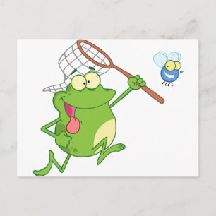 Froschjagd mit Netz Postkarte