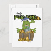 Froschjunge Pirate mit Goldhemden und Geschenken Postkarte (Vorne/Hinten)