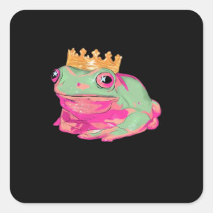 Froschkönig Funky Meme Klassischer Stil Quadratischer Aufkleber