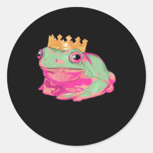Froschkönig Funky Meme Klassischer Stil Runder Aufkleber