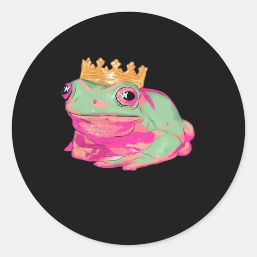 Froschkönig Funky Meme Klassischer Stil Runder Aufkleber (Vorderseite)
