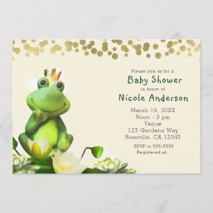 Froschkönig Grün & Gold Baby Shower Einladungen