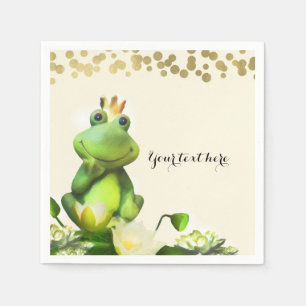 Froschkönig Grün & Gold Baby Shower Individuelle P Serviette