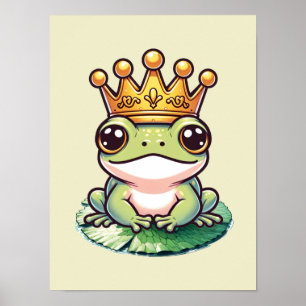Froschkönig in Goldene Krone Märchen-Kinderzimmer Poster