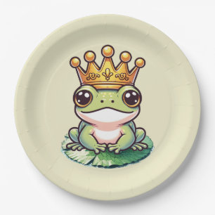 Froschkönig in Goldkrone Baby Shower Geburtstag Pappteller