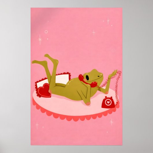 Froschliebeplakat, Rosa Wandkunst, Romantischer Fr Poster (Vorne)
