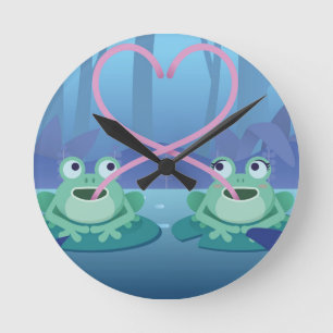 Froschliebhaber von Valentinstagen Runde Wanduhr