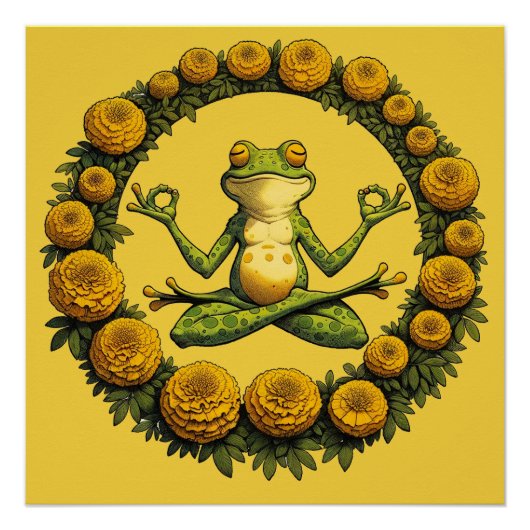 Froschmeditation Frogy Yoga Marigolds Poster (Vorderseite)