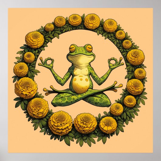Froschmeditation Frogy Yoga Marigolds Poster (Vorne)