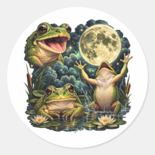 Froschmond Vintage Natur Retro Amphibie Natur Runder Aufkleber