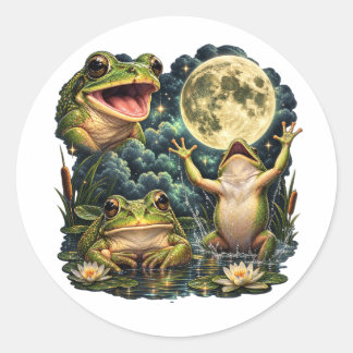 Froschmond Vintage Natur Retro Amphibie Natur Runder Aufkleber