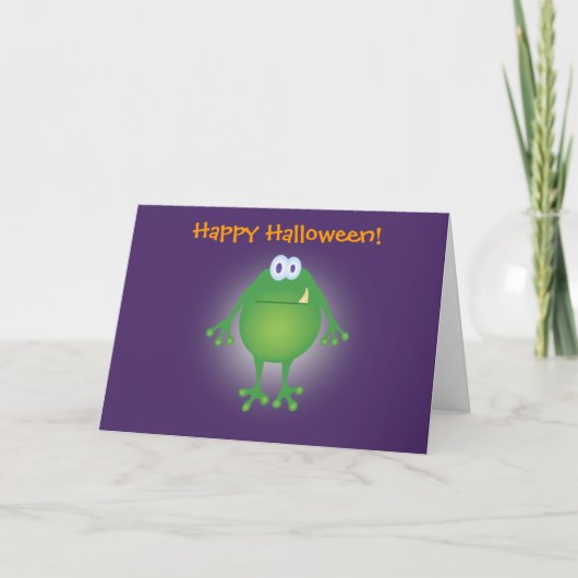 Froschmonster mit Hintergrund, Happy Halloween! Karte (Vorderseite)
