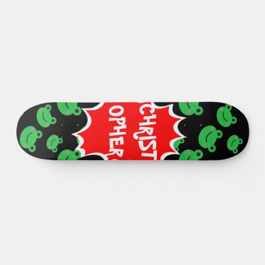 Froschmuster Comic individuelle Name Skateboard (Horizontal)