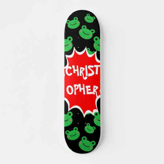 Froschmuster Comic individuelle Name Skateboard (Vorne)