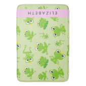 Froschmuster, grüne Frösche, Froschprinz, Ihr Name Badematte (Vorderseite Vertikal)