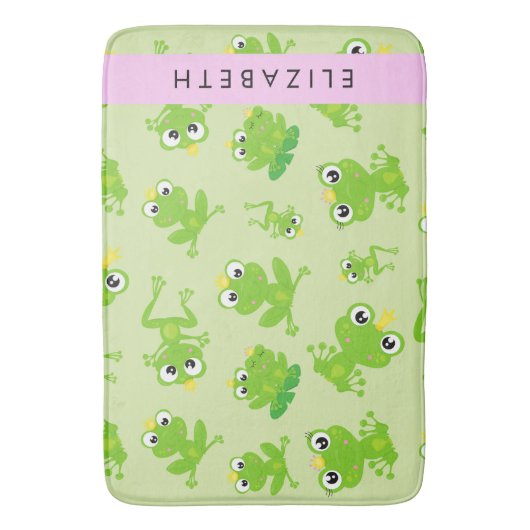 Froschmuster, grüne Frösche, Froschprinz, Ihr Name Badematte (Vorderseite Vertikal)