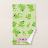 Froschmuster, grüne Frösche, Froschprinz, Ihr Name Badhandtuch Set (Handtuch)