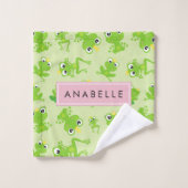 Froschmuster, grüne Frösche, Froschprinz, Ihr Name Badhandtuch Set (Waschlappen)