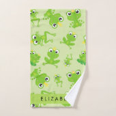 Froschmuster, grüne Frösche, Froschprinz, Ihr Name Badhandtuch Set (Handtuch)