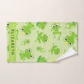 Froschmuster, grüne Frösche, Froschprinz, Ihr Name Badhandtuch Set (Handtuch)