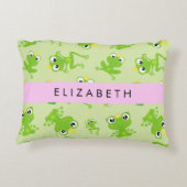 Froschmuster, grüne Frösche, Froschprinz, Ihr Name Dekokissen (Rückseite)