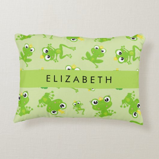 Froschmuster, grüne Frösche, Froschprinz, Ihr Name Dekokissen (Rückseite)