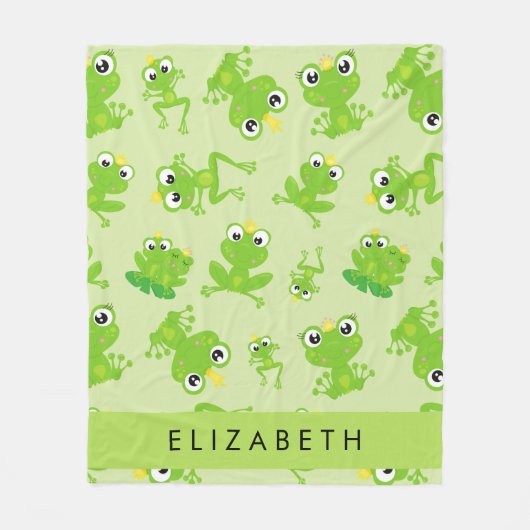 Froschmuster, grüne Frösche, Froschprinz, Ihr Name Fleecedecke (Vorderseite)