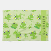 Froschmuster, grüne Frösche, Froschprinz, Ihr Name Geschirrtuch (Horizontal)
