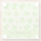 Froschmuster, grüne Frösche, Froschprinz, Ihr Name Glasuntersetzer (Rückseite)