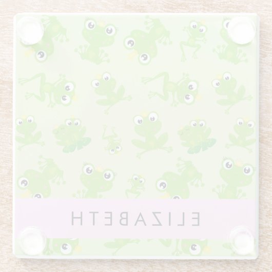 Froschmuster, grüne Frösche, Froschprinz, Ihr Name Glasuntersetzer (Rückseite)