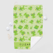 Froschmuster, grüne Frösche, Froschprinz, Ihr Name Golfhandtuch (Insitu)