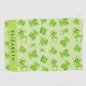 Froschmuster, grüne Frösche, Froschprinz, Ihr Name Golfhandtuch (Horizontal)