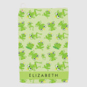 Froschmuster, grüne Frösche, Froschprinz, Ihr Name Golfhandtuch (Vorderseite)