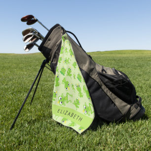 Froschmuster, grüne Frösche, Froschprinz, Ihr Name Golfhandtuch