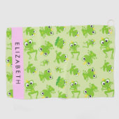 Froschmuster, grüne Frösche, Froschprinz, Ihr Name Golfhandtuch (Horizontal)