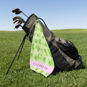 Froschmuster, grüne Frösche, Froschprinz, Ihr Name Golfhandtuch