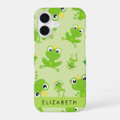 Froschmuster, grüne Frösche, Froschprinz, Ihr Name iPhone 16 Hülle (Rückseite)