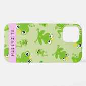 Froschmuster, grüne Frösche, Froschprinz, Ihr Name iPhone Hülle (Rückseite (Horizontal))