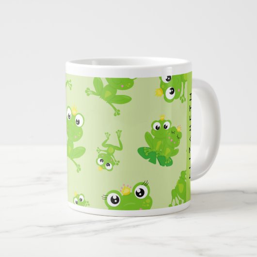 Froschmuster, grüne Frösche, Froschprinz, Ihr Name Jumbo-Tasse (Vorderseite Rechts)