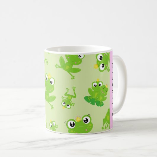 Froschmuster, grüne Frösche, Froschprinz, Ihr Name Kaffeetasse (VorderseiteRechts)
