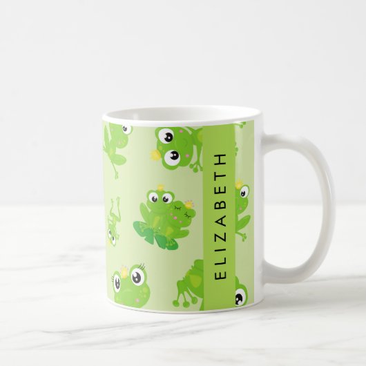 Froschmuster, grüne Frösche, Froschprinz, Ihr Name Kaffeetasse (Rechts)