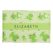 Froschmuster, grüne Frösche, Froschprinz, Ihr Name Kissenbezug (Rückseite)