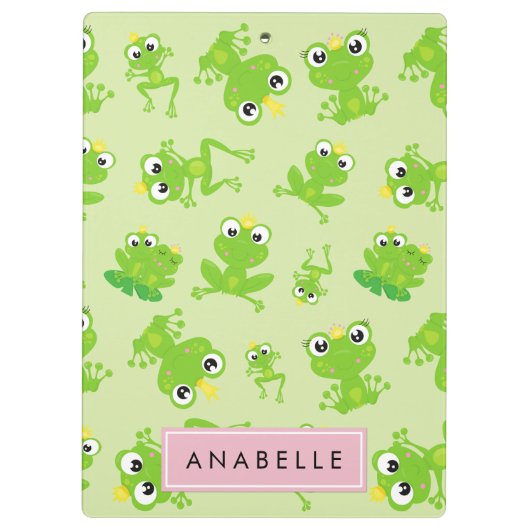 Froschmuster, grüne Frösche, Froschprinz, Ihr Name Klemmbrett (Rückseite)