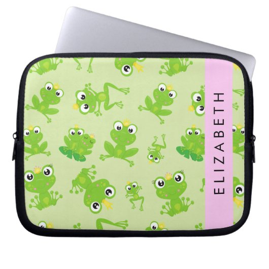 Froschmuster, grüne Frösche, Froschprinz, Ihr Name Laptopschutzhülle (Vorderseite)