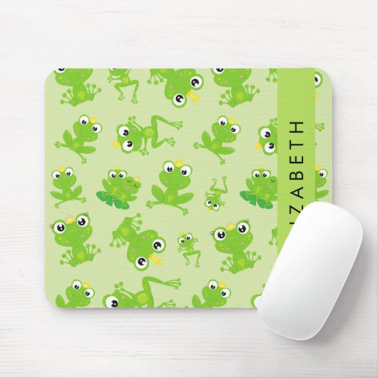 Froschmuster, grüne Frösche, Froschprinz, Ihr Name Mousepad (Mit Mouse)