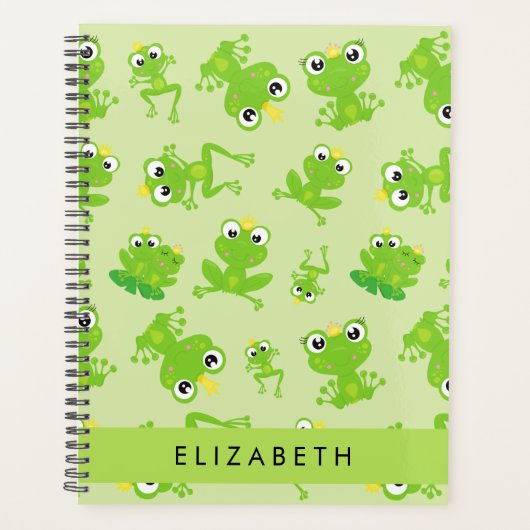 Froschmuster, grüne Frösche, Froschprinz, Ihr Name Planer (Vorderseite)