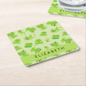 Froschmuster, grüne Frösche, Froschprinz, Ihr Name Rechteckiger Pappuntersetzer (angewinkelt)