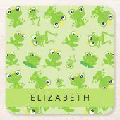 Froschmuster, grüne Frösche, Froschprinz, Ihr Name Rechteckiger Pappuntersetzer (Vorderseite)